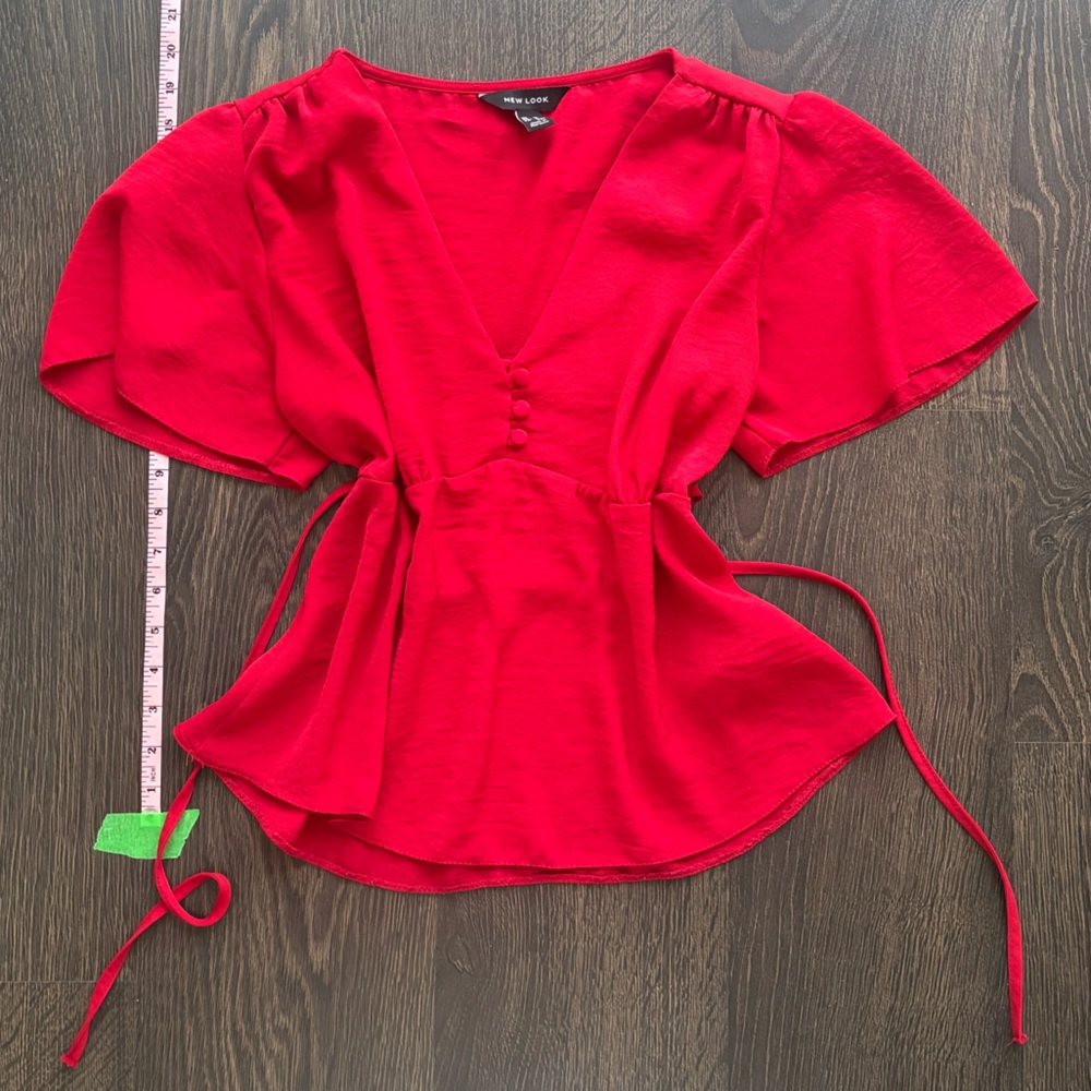 New Look Vibrant Red Tie Waist Top